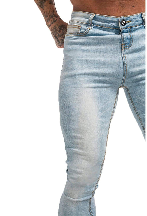 Ice Blue Spray On Skinny Jeans - MensFashionsWorld 