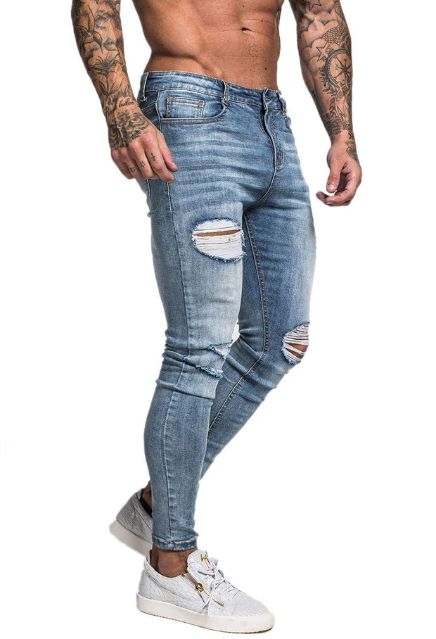 Light Blue Distressed Jeans - MensFashionsWorld 