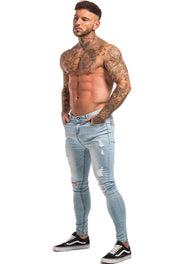 Light Blue Ripped Jeans Skinny - MensFashionsWorld 