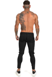 Men's Black Stripe Chinos - MensFashionsWorld 