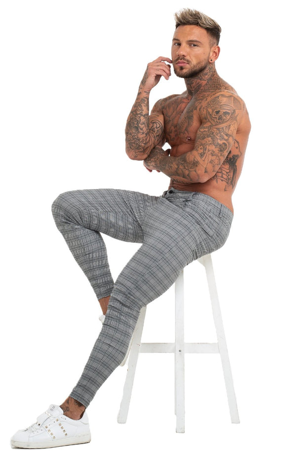 Mens Grey Plaid Trousers - MensFashionsWorld 