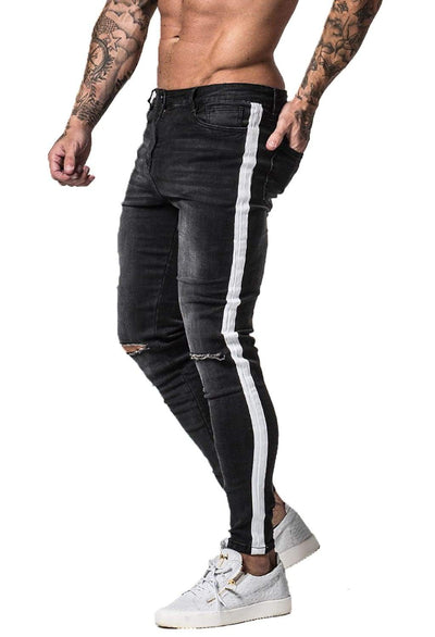 Ripped Jeans With Side Stripe - MensFashionsWorld 