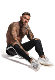 Ripped Jeans With Side Stripe - MensFashionsWorld 