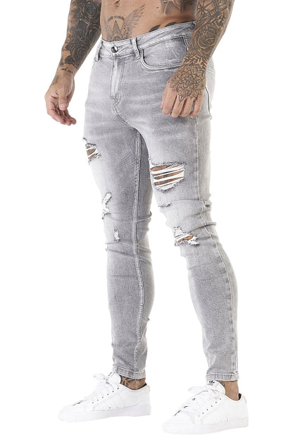 MensFashionsWorld-Skinny Stretch Jeans - Light Grey-1