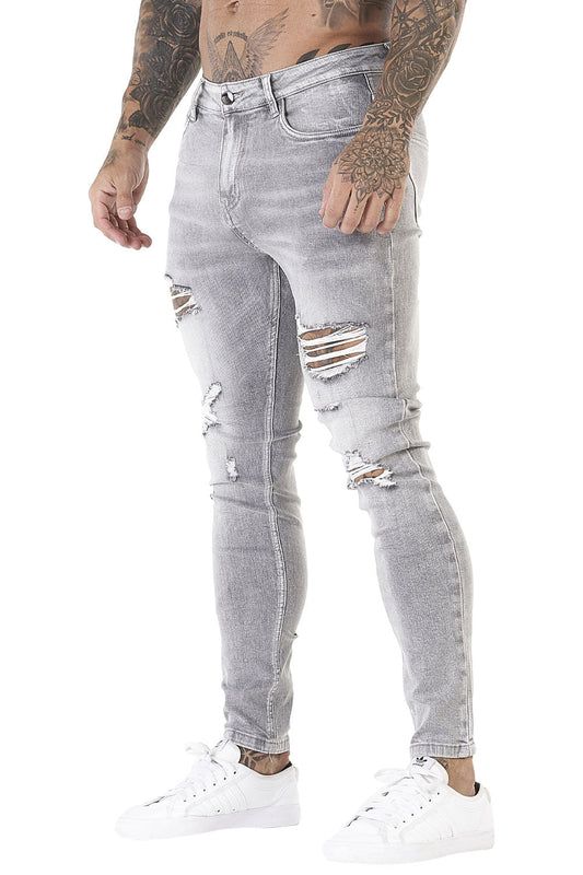 MensFashionsWorld-Skinny Stretch Jeans - Light Grey-1