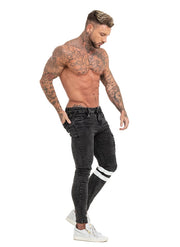 Distressed Skinny Slim Fit Jeans for Men - Black - MensFashionsWorld 