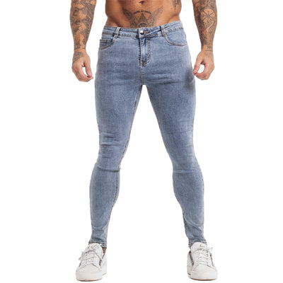 Slim Fit Ripped Denim Blue Jeans for Men