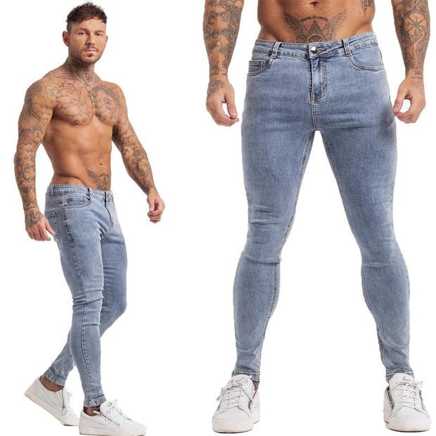 Slim Fit Ripped Denim Blue Jeans for Men