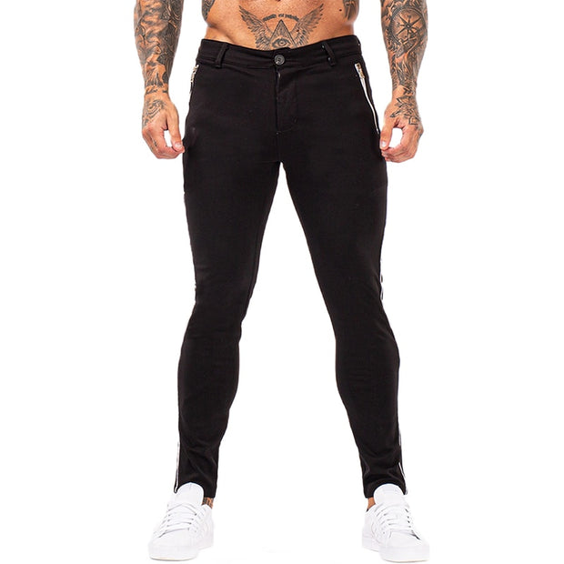 Black Chino Pants With Side Line