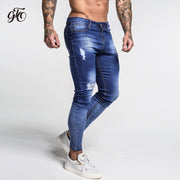 Dark Blue Ripped Stratchable Jeans For Streetwear - MensFashionsWorld 