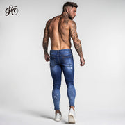 Dark Blue Ripped Stratchable Jeans For Streetwear - MensFashionsWorld 